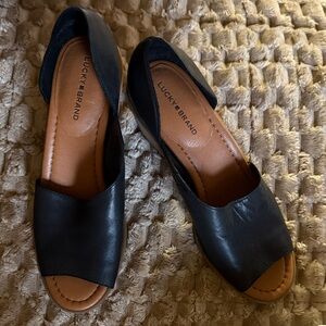 Lucky Brand Black Leather Mules